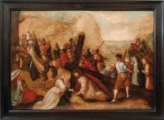 Veronica hands Jesus the Sudarium