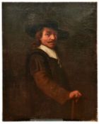 Rembrandt, Harmensz van Rijn - NachfolgerBildnis eines vornehmen Mannes mit StockAmsterdamer