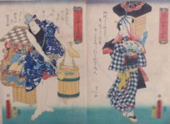 Utagawa Kunisada (Toyokuni III.)Diptychon mit zwei Schauspielerbildnissen(Katsushika 1786-1865