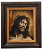 Der dornengekrönte ChristusHispano-flämische Schule des 17. JahrhundertsÖl/Holz. Verso von alter