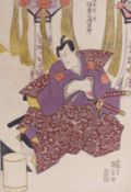 Utagawa Kunisada (Toyokuni III.)Schauspielerbildnis(Katsushika 1786-1865 Edo) Farbholzschnitt,