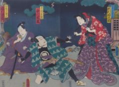 Utagawa Kunisada (Toyokuni III.)Diptychon mit Szene aus einem Kabuki-Theater(Katsushika 1786-1865