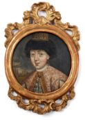Miniaturbildnis einer russischen Adeligen17. Jh.Öl/Kupfer. Verso bez. 