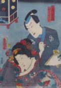 Utagawa Kunisada (Toyokuni III.)Die Schauspieler Nakamura Fukusuke I als Miyagi Asojirô and Onoe