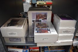 Seven 0 scale Downtown Deco models including Bukowski Liquor DD2, Blue Angel Smoke Shop DD6, Monarch