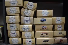 A collection of twenty one Corgi (china) Classic Commercials diecast buses, all boxed