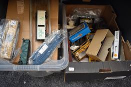 Two boxes of 00/HO Rolling Stock and accessories including Hornby, Airfix etc