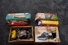 A Clifford Toys plastic Tipper Lorry, a Sutcliffe clockwork & tinplate Jupiter Ocean Pilot Cruiser