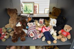 A collection over three shelves of modern Teddy Bears including Steiff, Russ Past times, Mary Meyers