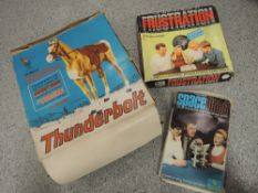 A 1970's Marx Thunderbolt plastic horse with Johnny West figure and accessories, a Vic-Toy Space