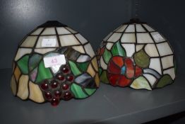 Two leaded light Tiffany style light or lamp shades