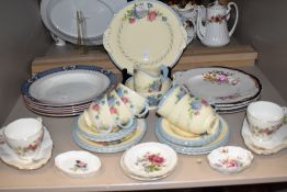 A selection of ceramics including Art Deco New Hall Hanley tea service and tennis sets