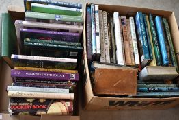 A selection of books including gardening and cookery interest.