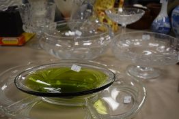 A selection of vintage glass including fruit bowls, platters dishes and tazza.