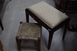 A stag style dressing table stool and a seagrass style stool
