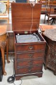 A reproduction Regency chest of drawers style hifi cabinet and Pioneer Hifi seperates (including