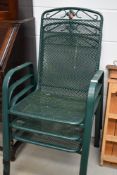 Three metal garden chairs
