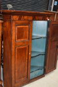 A 19th Century mahogany wall corner cupboard , having panelled doors with crossbanding, approx.