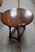 A good quality reproduction oak drop leaf occasional /coffee table, open diameter approx. 60cm