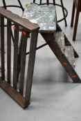A vintage wooden decorators stepstool, bearing Twyfords label, good shop or stall display piece