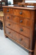A Victorian mahogany chest of two over three drawers, veneer flaking in places, approx. width 127cm