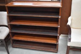 A Victorian mahogany waterfall bookshelf, 5 tier adjustable shelves, approx. dimensions width