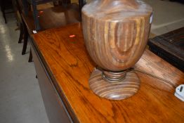 An interesting wood turned table lamp having heavy grain