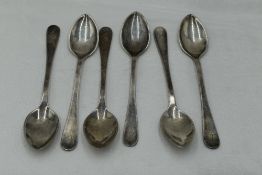 A set of six Edwardian silver egg spoons of plain form monogrammed C to terminals, Sheffield 1908,