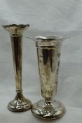 A silver trumpet vase having shaped rim and weighted base, Birmingham 1914, Deakin & Francis and