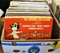 A lot box of 100 stage show , soundtrack and musical related albums - all very well cared for - good