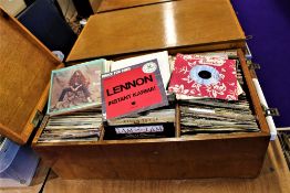 A large wooden case bespoke case [ the case alone is a nice item ] of 7' singles - ex dj