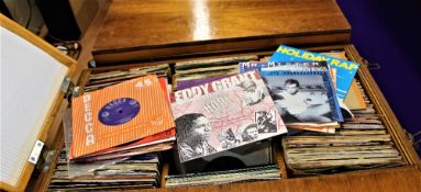 A large wooden case bespoke case [ the case alone is a nice item ] of 7' singles - ex dj