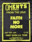 A poster for Faith No More's debut UK Tour, where they played small venues with the original line up