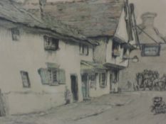 Three prints, after Cecil Aldin, Old English Inns series, The Spread Eagle, Midhurst, signed, framed