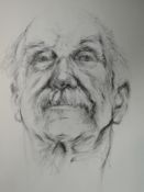 A sketch, Elizabeth Wood, portrait study, elderly gent, signed and dated '74, 80 x 58cm