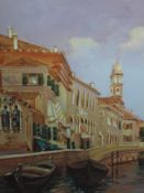 An oil painting on board, Pal Li Sa D, Venice, indistinctly signed, framed, 23 x 16cm