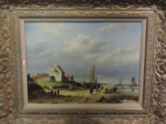 A pair of oil paintings on board, H Marcel, coastal landscapes, signed, framed and glazed, each 29 x