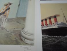 A print after Terence Cuneo, The Deputy's Deputy, signed 50 x 40cm, and a print after E D Walker,