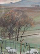 A gouche painting, Francis Winder, sheep in the evening, signed and attributed verso, framed and