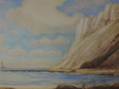 A coloured aquatint, Robert Herdman Smith, Beachy Head, signed, framed and glazed, 24 x 28cm