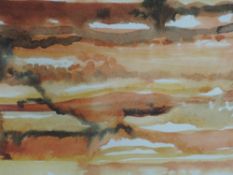 A watercolour, Nancy Tingey, Terraces Tinoi, signed and dated (20)01, framed and glazed, 35 x 24cm