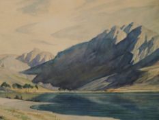 A watercolour, in the style of W H Cooper, Lakeland landscape, framed and glazed, 25 x 35cm