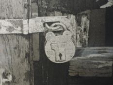 A Ltd Ed etching, after Cheffeins, padlock, numbered 2/78, indistinctly signed, framed and glazed,