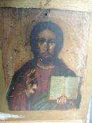 An oil painting on panel, Jesus, 23 x 20cm