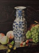 A pair of watercolours, A Stanesby, Still life, fruit with Chinese vases, signed and dated, framed