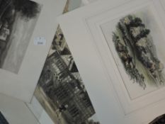 Three engravings, 19th century, Speke Hall, 22 x 29cm, Bowness, 11 x 16cm and Furness Abbey, 10 x