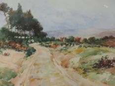 A pair of watercolours. Ray Bain, country lanes, signed, framed and glazed, each 22x 28cm