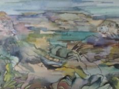 A watercolour, Morag Burton, Seals on the rocks, signed, framed and glazed, 17 x 29cm