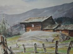 A watercolour, A Lamb, Alpine scene, signed and dated (19)69, framed and glazed, 54 x 72cm
