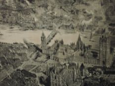 A engraving, after W L Wyllie and H W Brewer, Birds eye view of London as seen from a Balloon, dated